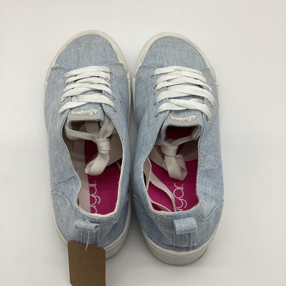 1732. Sugar Light Blue Linen Lace-Up Sneakers | Size 9 - Picture 3 of 6